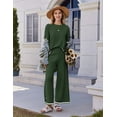 thumbnail image 4 of EKOUAER Lounge Set for Women Travel Outfits 2 Piece Sets Short Sleeve Sweater Top Wide Leg Long Pants Loungewear, 4 of 4