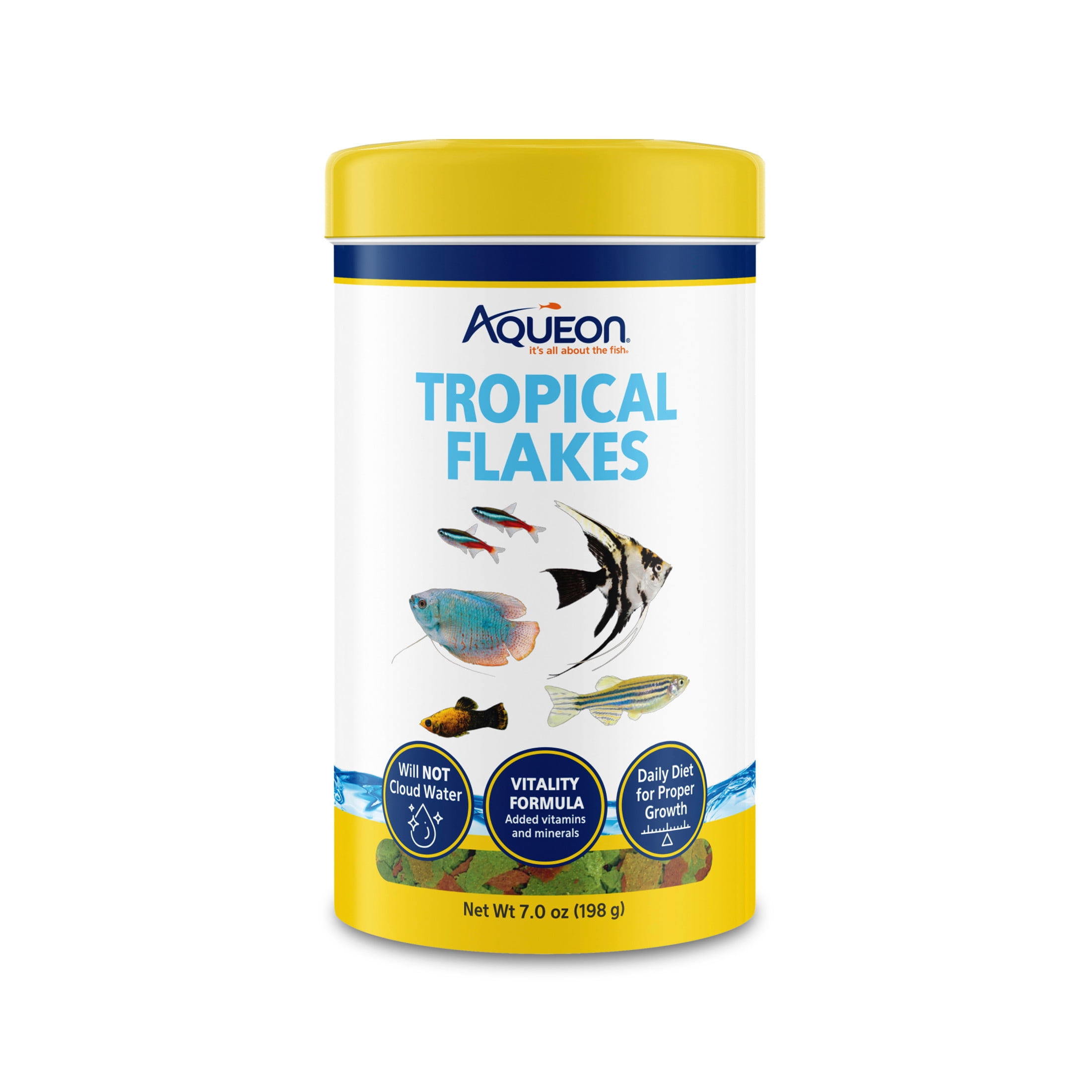 (3 pack) Aqueon Tropical Flakes Fish Food 7 Ounces