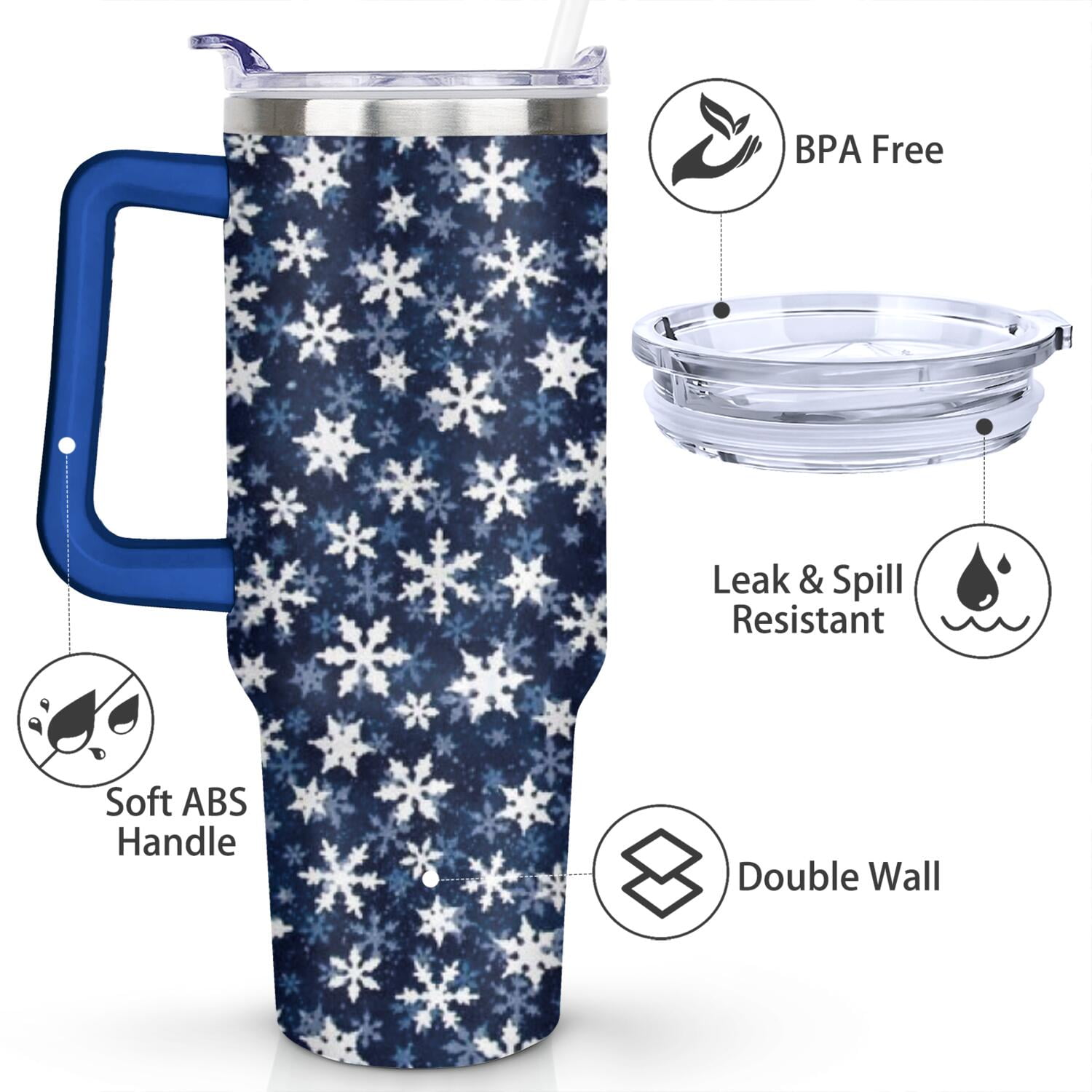 Christmas Gifts 40 oz Tumbler with Handle and Straw Lid,Cute Gifts for Women Winter Gnome Vacuum Insulated Leak Proof Tumbler,Holiday Accessories Stainless Steel Coffee Cup