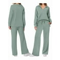 thumbnail image 3 of Two Piece Sets for Women V Neck Casual Matching Sets Loungewear Fall Clothes Travel Outfits Fashion Green M, 3 of 6