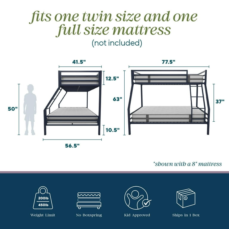 Novogratz Maxwell Twin-Over-Full Metal Bunk Bed with Ladder