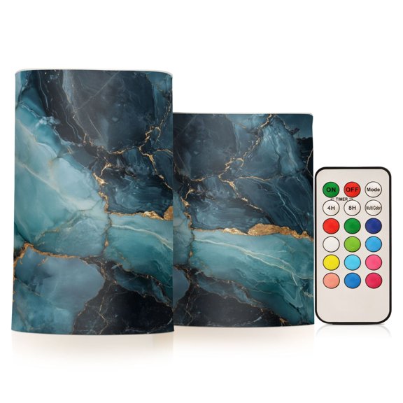 Yayeee Flameless Candles with Remote Flickering Battery Operated Multi Color Changing, Black Marble