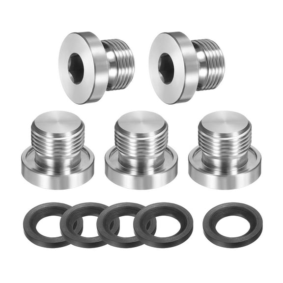 M16 x 1.25 Stainless Steel Pipe Plug 5 Pcs Metric Male Internal Hex Thread Socket with Washer