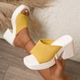 thumbnail image 2 of Xfvqtps Womens Slide Sandals Open Square Toe Knit Chunky Block Heel Casual Comfort House Shoes Summer Spring Outdoor Indoor Slides, 2 of 9