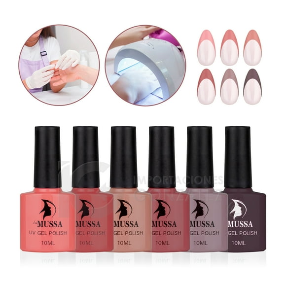Esmaltes Para Uñas Mussa Gama De Gelish Semipermanente 10 ml x 6 unidades UV Gama B