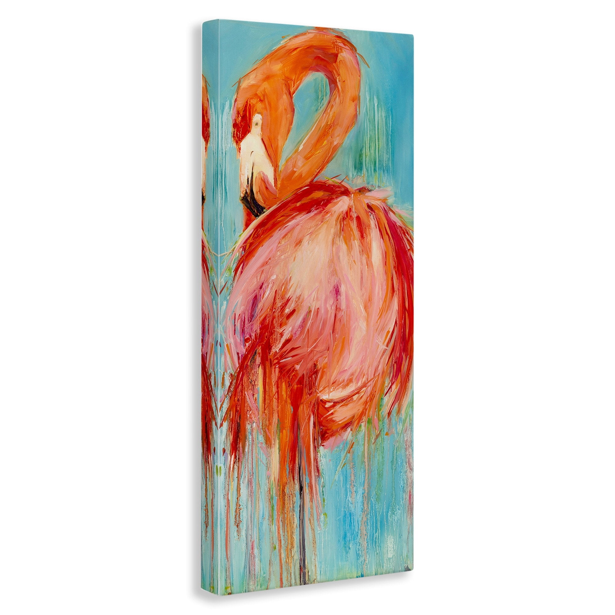 Stupell Industries Bold Abstract Flamingo Painting Coastal Painting Gallery Wrapped Canvas Print Wall Art