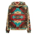 thumbnail image 5 of Geometric Print Western Aztec Hoodies for Women Pullover Casual Ethnic Style Long Sleeve Loose Retro Hooded Sweatshirt Tops, 5 of 5