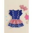 thumbnail image 5 of vera natura Baby Girl 4th of July Outfits Short Sleeve Romper + Eagle Suspender Skirt + Headband Set Clothes, 5 of 9