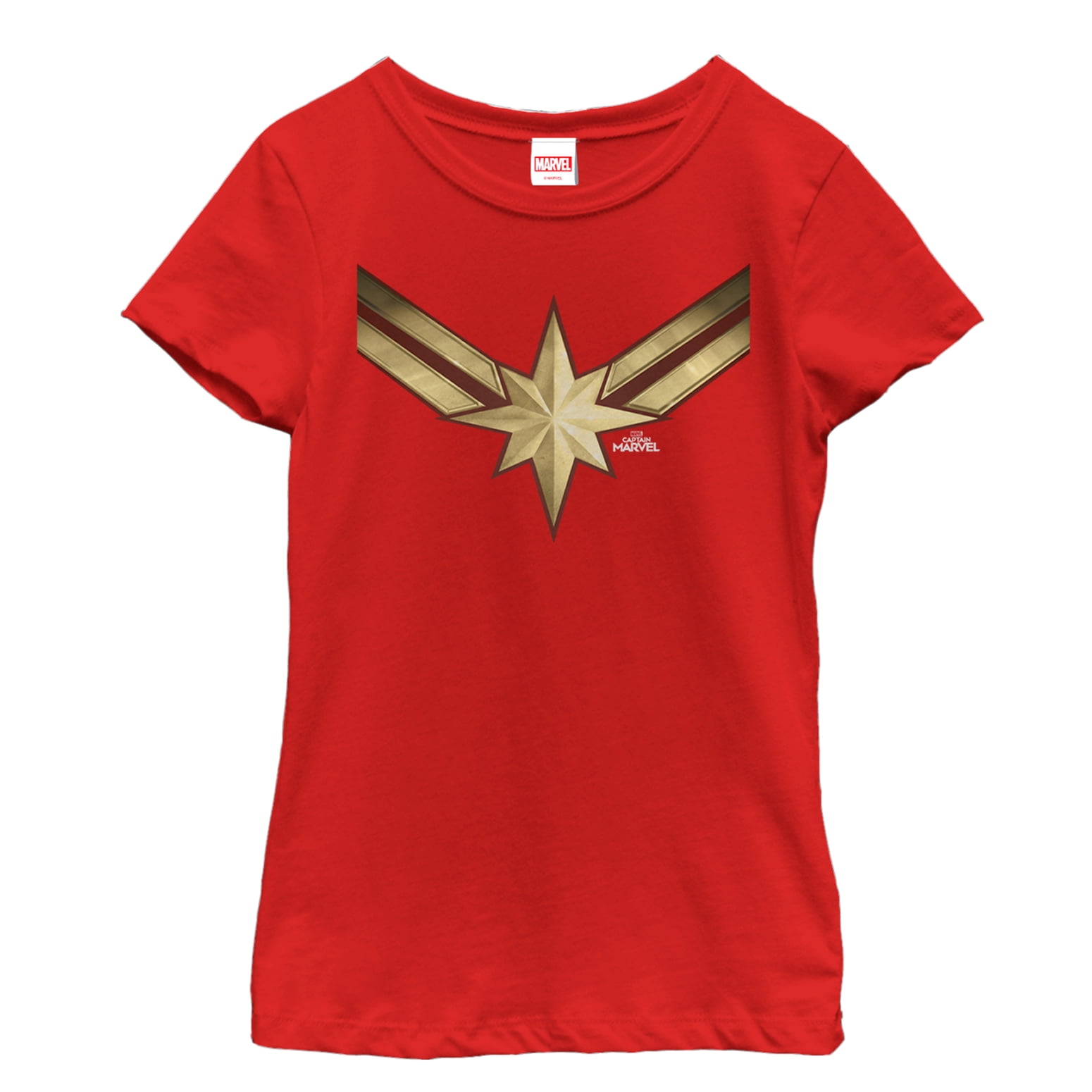 Girl's Marvel Captain Marvel Star Symbol Costume  Graphic Tee Red X Large