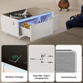 thumbnail image 5 of 41" Smart Fridge Coffee Table, 93L Refrigerator, Bluetooth, Touch Control Panel, 15W Wireless Charger, USB Ports, Speaker, Atmosphere Light, for Living Rooms, Offices, Conference Rooms– White, 5 of 8