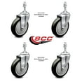 thumbnail image 2 of 4 Inch Black Polyurethane Wheel Swivel 10mm Threaded Stem Caster Set SCC, 2 of 2