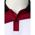 thumbnail image 5 of DYMADE Men Colorblock Short Sleeve Casual Polo Shirt Lapel T-shirt Top, 5 of 6
