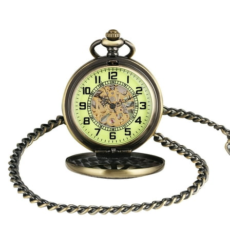 JIAHAOO Hand-Winding Pocket Watch Mechanical Classic Movement 4.5cm Aluminum Casing Chain Timepiece Gift