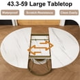 thumbnail image 3 of AENKYO 43"-59" Expandable Round Dining Table with Storage, White Marble Top & Gold Hourglass Metal Base, Seats 4-6, 3 of 8