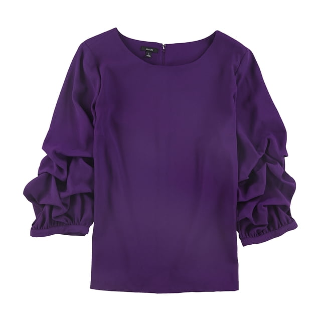 Alfani Blouse à Manches Bouffantes Zippée pour Femmes, Violet, Grande Taille, 2X