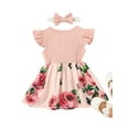 thumbnail image 3 of uukiA Infant 0-24 Months And 2-3 Years Girl Printed Ruffle Fly Sleeve Cute Romper With Hairband 2PCs Outfit Suit, 3 of 6