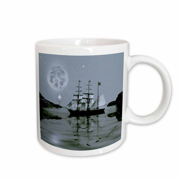 3drose, Pirate Cove by Night- Smudgeart Art, 11oz Mug