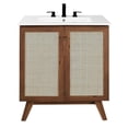 thumbnail image 1 of Modway Soma 30" Modern Wood Bathroom Vanity with Rattan Door in Walnut/White, 1 of 16