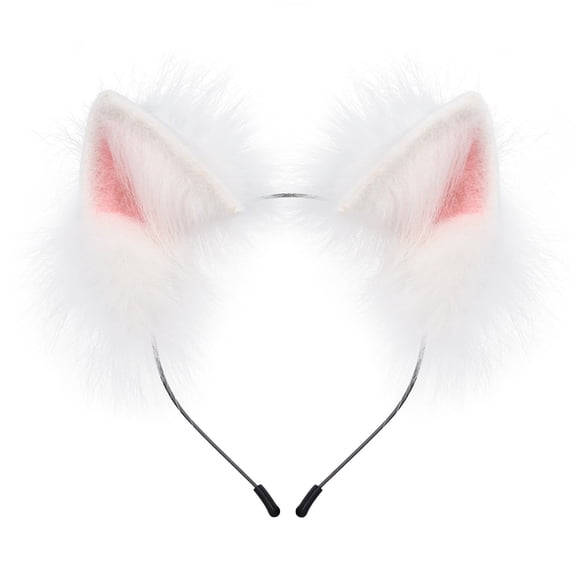 Handmade Animal Cat Ears Headband Furry Wolf Hairhoop Headwear for Parties and Events