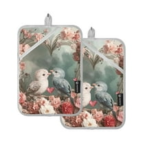 Bird and Rose Oven Mitts Pot Holders 2 pcs Heat Resistant for Kitchen Baking Grilling