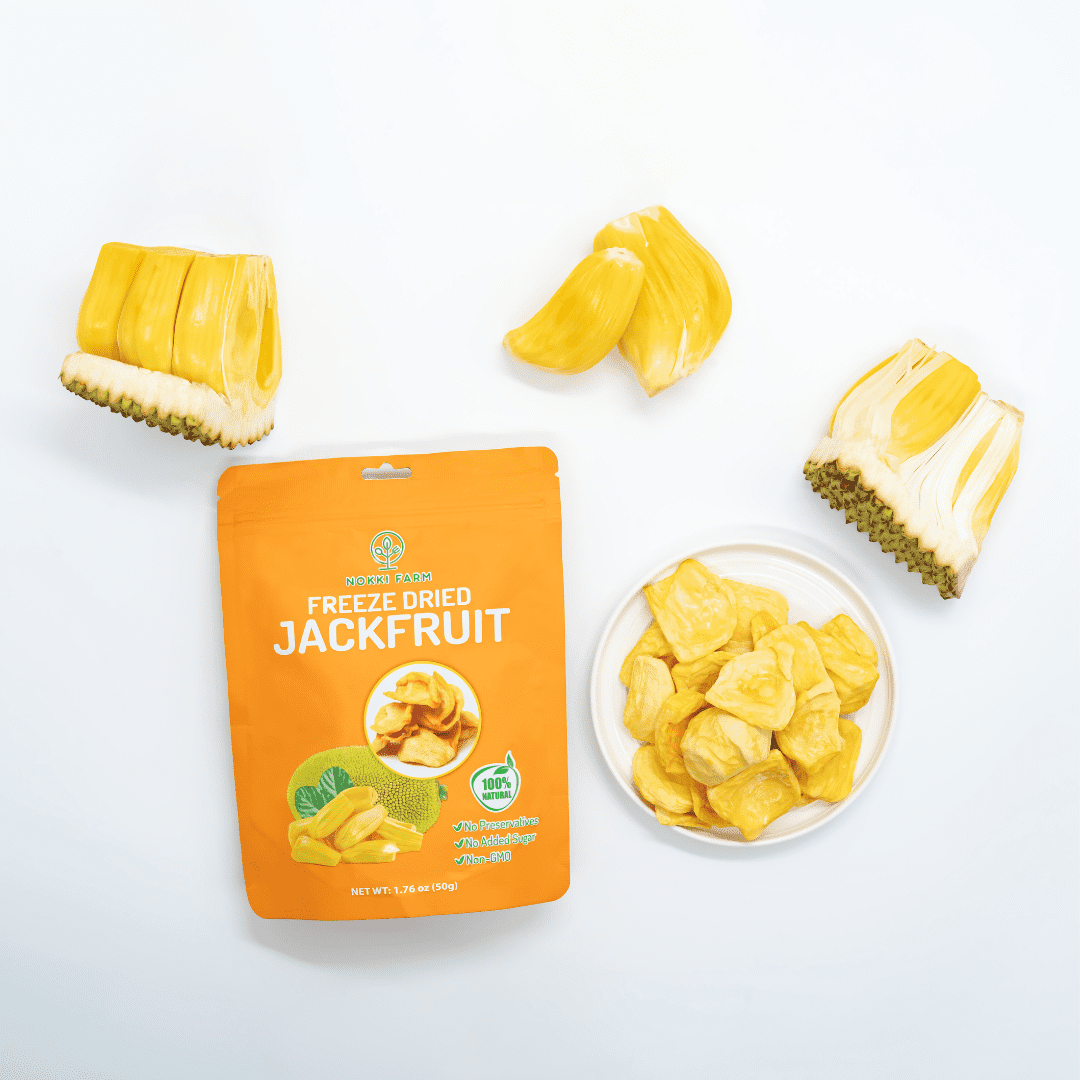 NOKKI FARM Freeze Dried Jackfruit - Healthy & Exotic Tropical Superfood Snacks, No Added Sugar or Preservatives, Kid-Approved, Shelf-Stable & Portable for On-The-Go Snacking, 1.76oz x 6