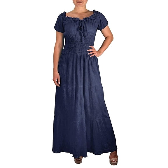 Peach Couture Womens Renaissance Vintage Smocked Gypsy Tank Dress