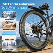 Electric Bike for Adults,1200W Peak Ebike, 50Miles 25MPH Commuting Electric Mountain Bike, 26 Adult Electric Bicycle with Removable Battery, 21 Speed,UL All Terrain E-Bike (Silver-55 Miles)