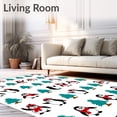 thumbnail image 2 of ODIKA 5'x7' Machine Washable Non-Slip Area Rug, Charming Arctic Adventure Latch Hook Cushion Featuring Skiing Penguins High Traffic Rug, Green, 686223, 2 of 7