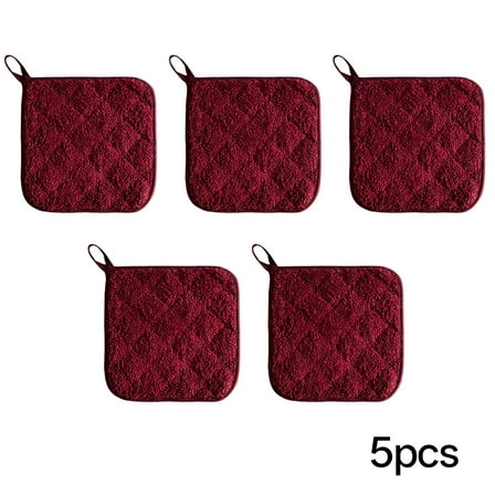 ACDANC Pot Holders for Kitchen Heat Resistant Potholders Large Cotton Square Oven Mitts,Burgundy