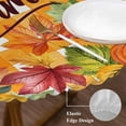 thumbnail image 3 of Orange Pumpkins Round Tablecloth, Fitted Table Cover with Elastic for 45"-54" Round Tables, Farmhouse Plaid Watercolor Botanical Table Cloth Outdoor Indoor Dinning Party Waterproof Tablecloths, 3 of 7