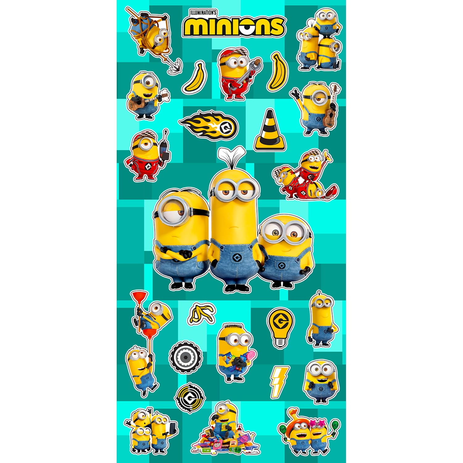 Minions Blind Box Figure Set - Bundle with 4 Despicable Me Mystery Mini Squishy Stress Relief Figurines with Banana Plus Stickers, More | Minions Mystery Figures Blind Box Pack