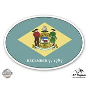 Delaware State Flag Oval - 3" Vinyl Sticker - For Car Laptop I-Pad Phone Helmet Hard Hat - Waterproof Decal