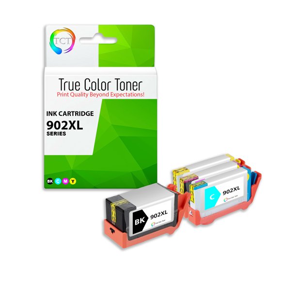 TCT 902XL Ink Cartridge 4 Pack - Compatible Replacement for HP 902XL 902 XL Works With HP OfficeJet 6950 6954 Pro 6960 6968 Printers (Black T6M14AN Cyan T6M02AN Magenta T6M06AN Yellow T6M10AN)