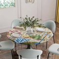 thumbnail image 2 of Spring Daisy Fitted Tablecloth with Elastic Edged, Round Table Cloth for Dining Table, Flowers Farmhouse Leaves Floral Pots Country Retro Waterproof Oil Proof Table Cover for Indoor Outdoor 55"-60", 2 of 8