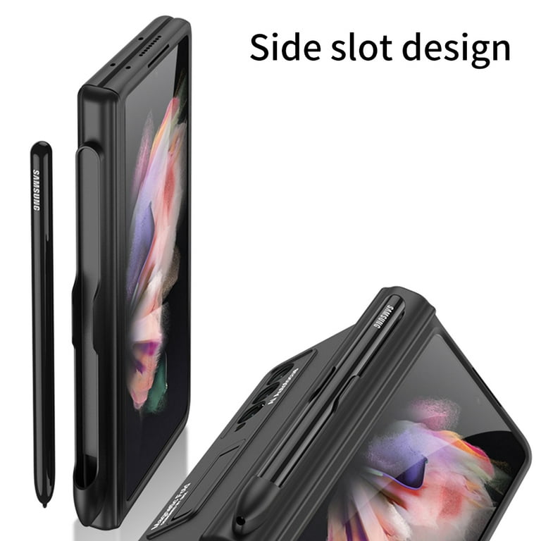 Galaxy Z Fold 3 Case with Pen Holder, Dteck Samsung Fold 3 Slim Ultra-Thin PC with Kickstand Folio Flip Phone Cover, Black Galaxy Z Fold 3 Case with Pen Holder, Dteck Samsung Fold 3 Slim Ultra-Thin PC with Kickstand Folio Flip Phone Cover, Black