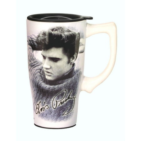 Elvis Presley Music Legend Ceramic Travel Mug with Lid 16 Ounce Coffee Tea