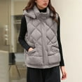 thumbnail image 5 of YOIAVAIOY Womens Puffer Vest with Hood Padded Coat Zip Up Sleeveless Diamond Down Jacket Winter Warm Outerwear with Pockets Khaki L, 5 of 10