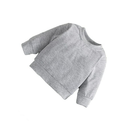 

Solid Round Neck Pullovers Long Sleeve Grey Baby Sweatshirts (Baby s)