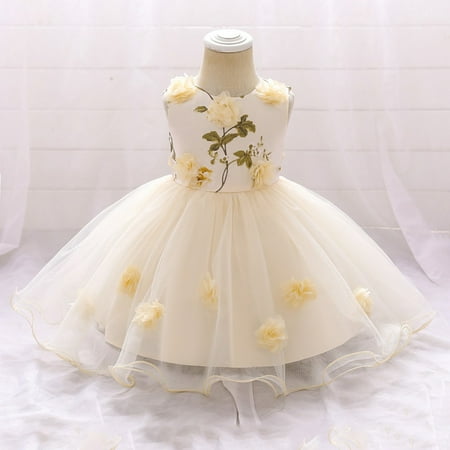 

Yuanyu 9M-3Y Baby Girls Sleeveless Lace Tutu Gown Dresses Flower Kid Bridesmaid Birthday Princess Dress