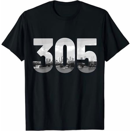 Miami 305 Area Code Skyline Florida Vintage T-Shirt