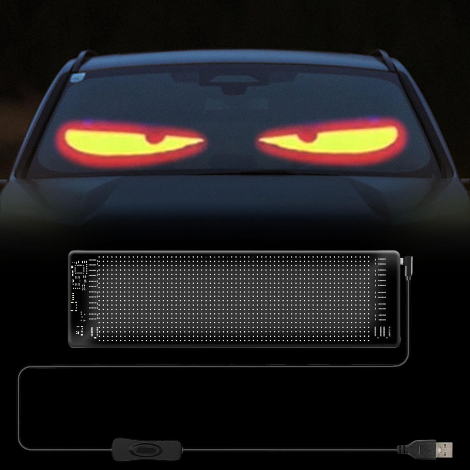 Lampe LED Yeux De Démon Pour Voiture - Écran Souple Pare-brise, Modes Couleur - USB, Contrôle Tactile - Décoration Et Sécurité - 3
