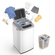 Upstreman Portable Fully Automatic Washing Machine W/ Drain Pump & LED Display, 1.38 cu.ft Top Load Washer Machine Compact Laundry, 8 Wash Programs, 3 Water Level & Temp, 24H Delay Start, White WM138