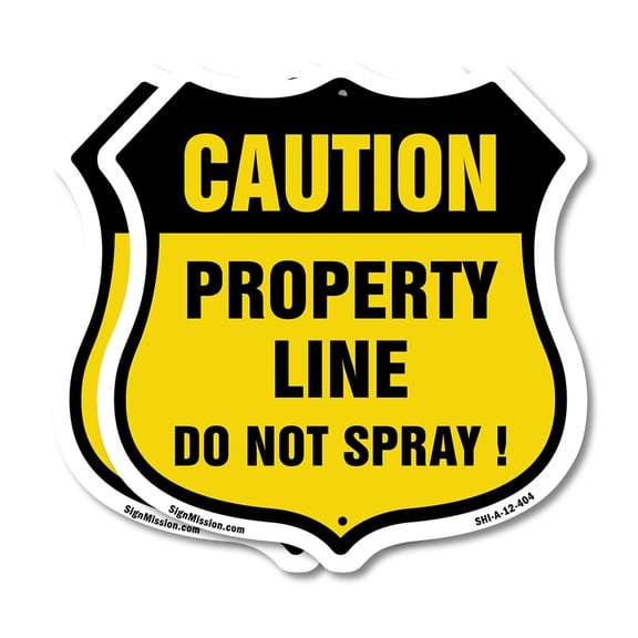 No Spray Shield Sign Caution Property Line Do Not Spray (2 Pack) 12 inch X 12 inch Shield-Shaped Rust-Free Aluminum Metal Signs Weather Resistant, UV Protected for Workplace Made in the