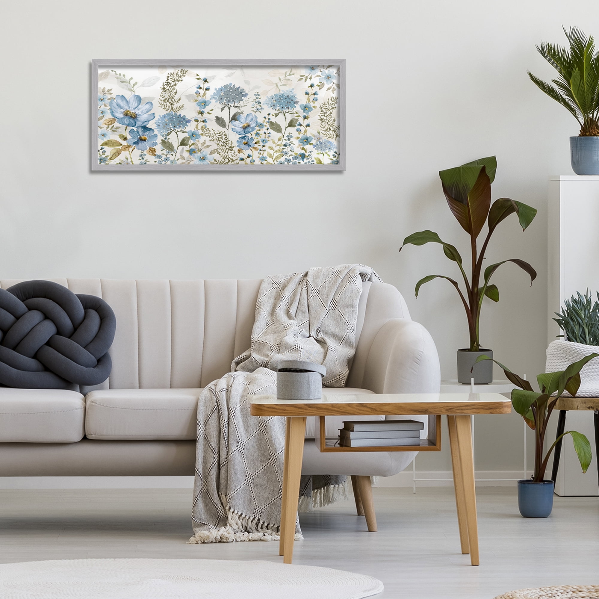 Stupell Industries Subdued Meadow Foliage Gray Framed Giclee Art, design by Nan