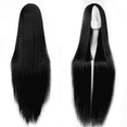 thumbnail image 4 of Soidarity Mujer peluca diadema larga recta DIY fiesta pelo falso resistente al calor portátil reutilizable decoración vestidor peluquín regalo tipo 1 Cuidado del cabello Tipo 1 Soidarity MR1431-01, 4 of 6