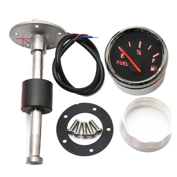 100 200 250 300 350 600mm Fuel Sending Unit With 0-190ohm Auto Fuel Level Gauge 52mm Marine Boat Fuel Level Meter With Red Light ,Easy Setup