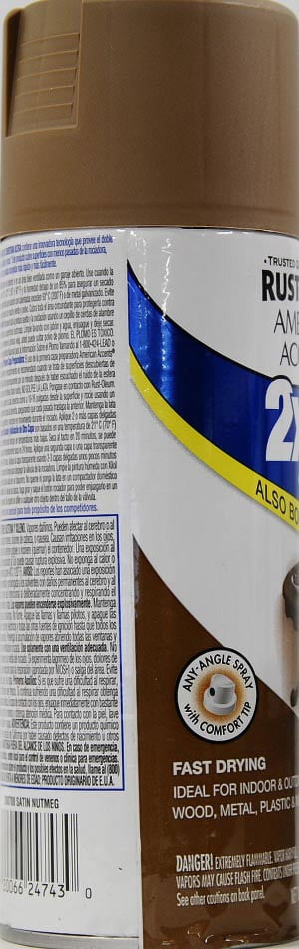 Rust-Oleum American Accents Ultra Cover 2X Satin Nutmeg Spray Paint and Primer in 1, 12 oz
