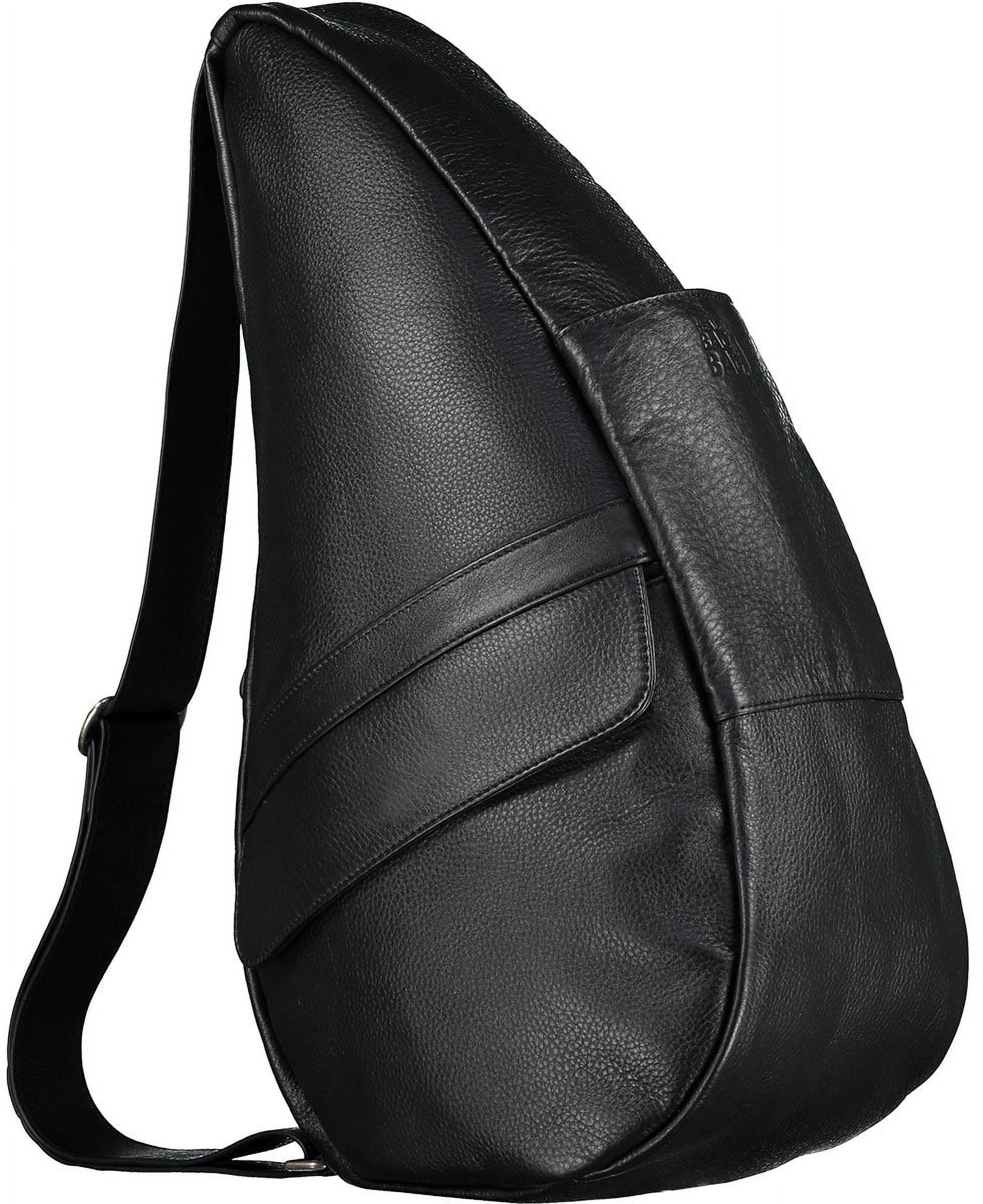 AmeriBag 19" Leather Crossbody Sling Healthy Back Bag (Black)