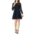thumbnail image 2 of Allegra K Women's Swiss Dots Elastic Waist Gathering Flowy Tiered Chiffon Dress, 2 of 5