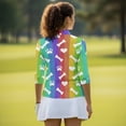 thumbnail image 5 of Uorisanigo Rainbow Dog Paws Women's 3/4 Sleeve Golf Top Size XL Comfortable Polyester Spandex Fabric Athletic Polo Workout Tops Relaxed Quick Dry Tennis Tops with Zipper Neck, 5 of 7